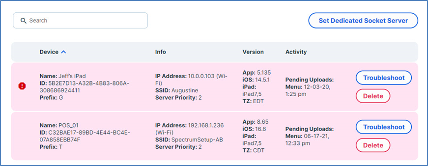 Authorized Tablets Screen – HCM Info